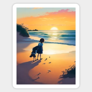 Two sisters on the beach Sticker